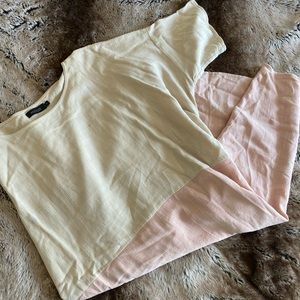 Cream and Pink Linen Dress